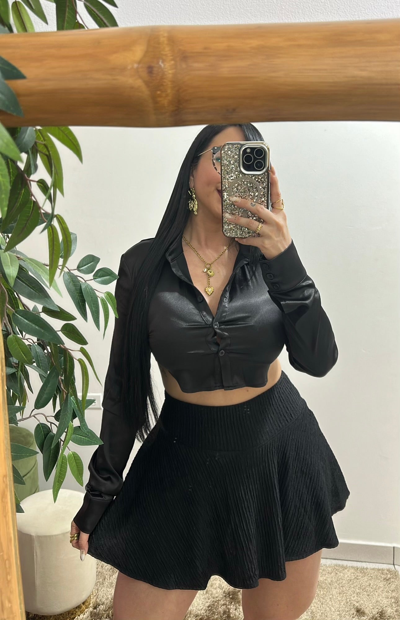 Satin Black Blouse