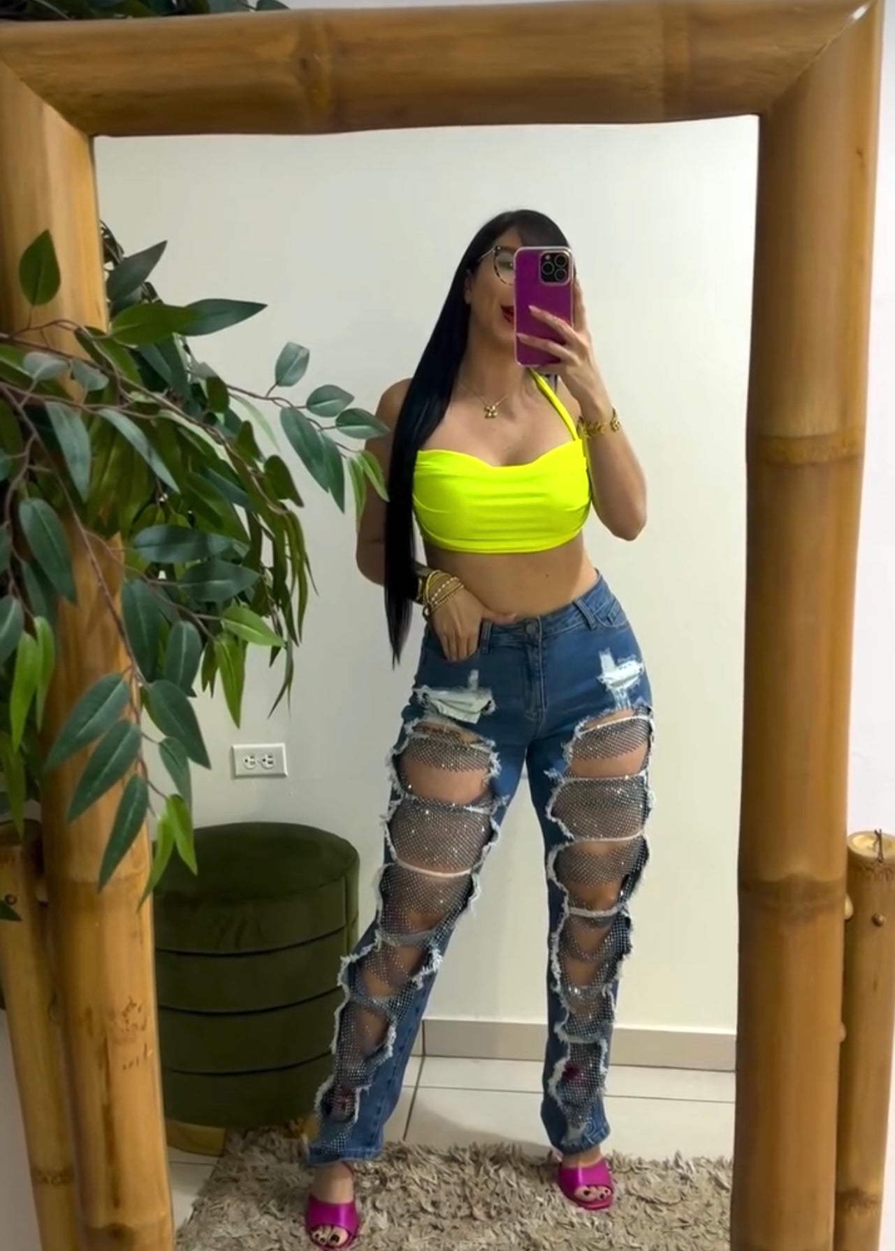 Neon green crop top