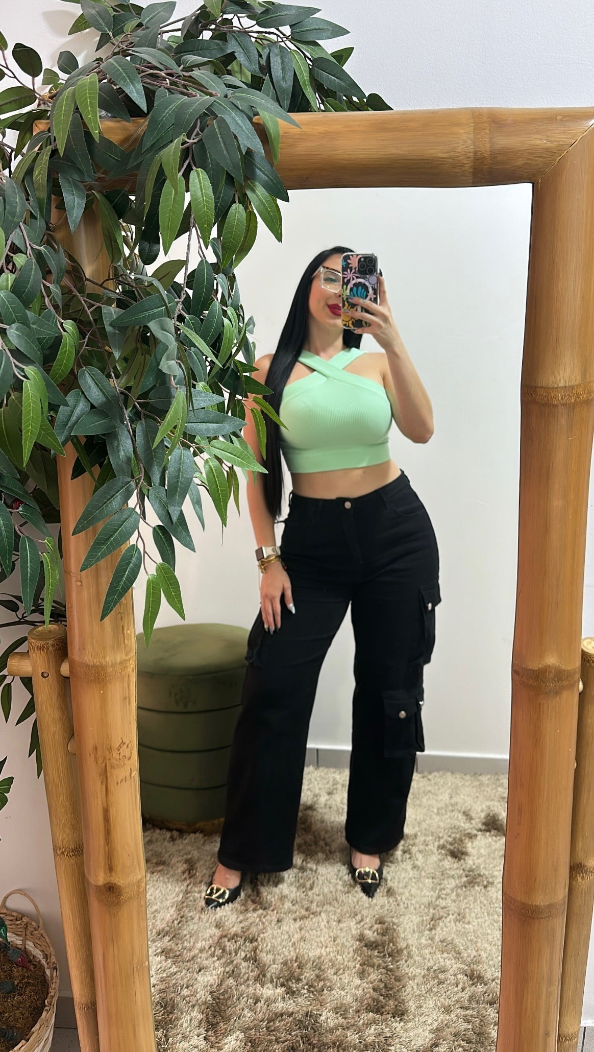One size mint top