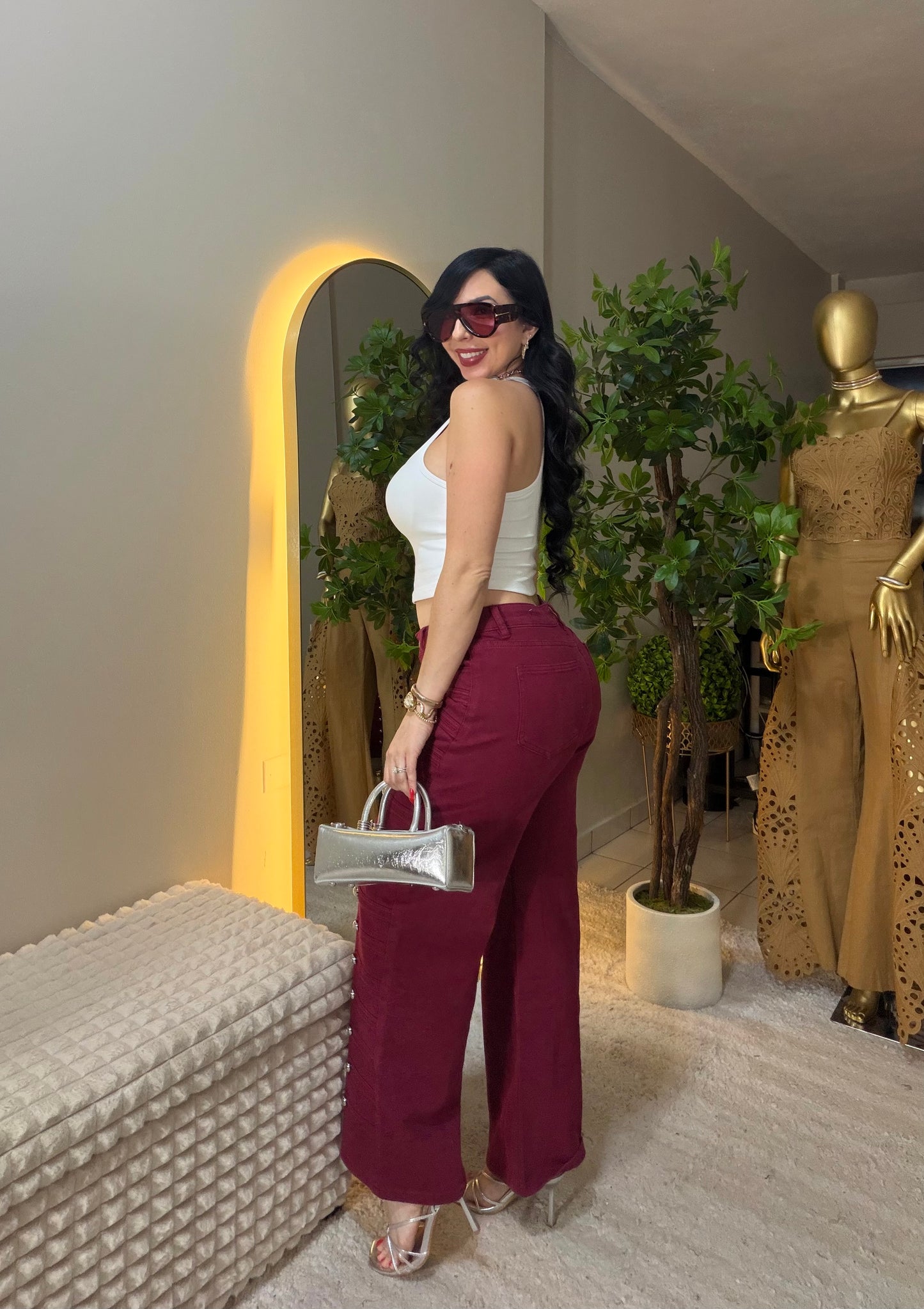 Napoleon Burgandy Spandex Pant
