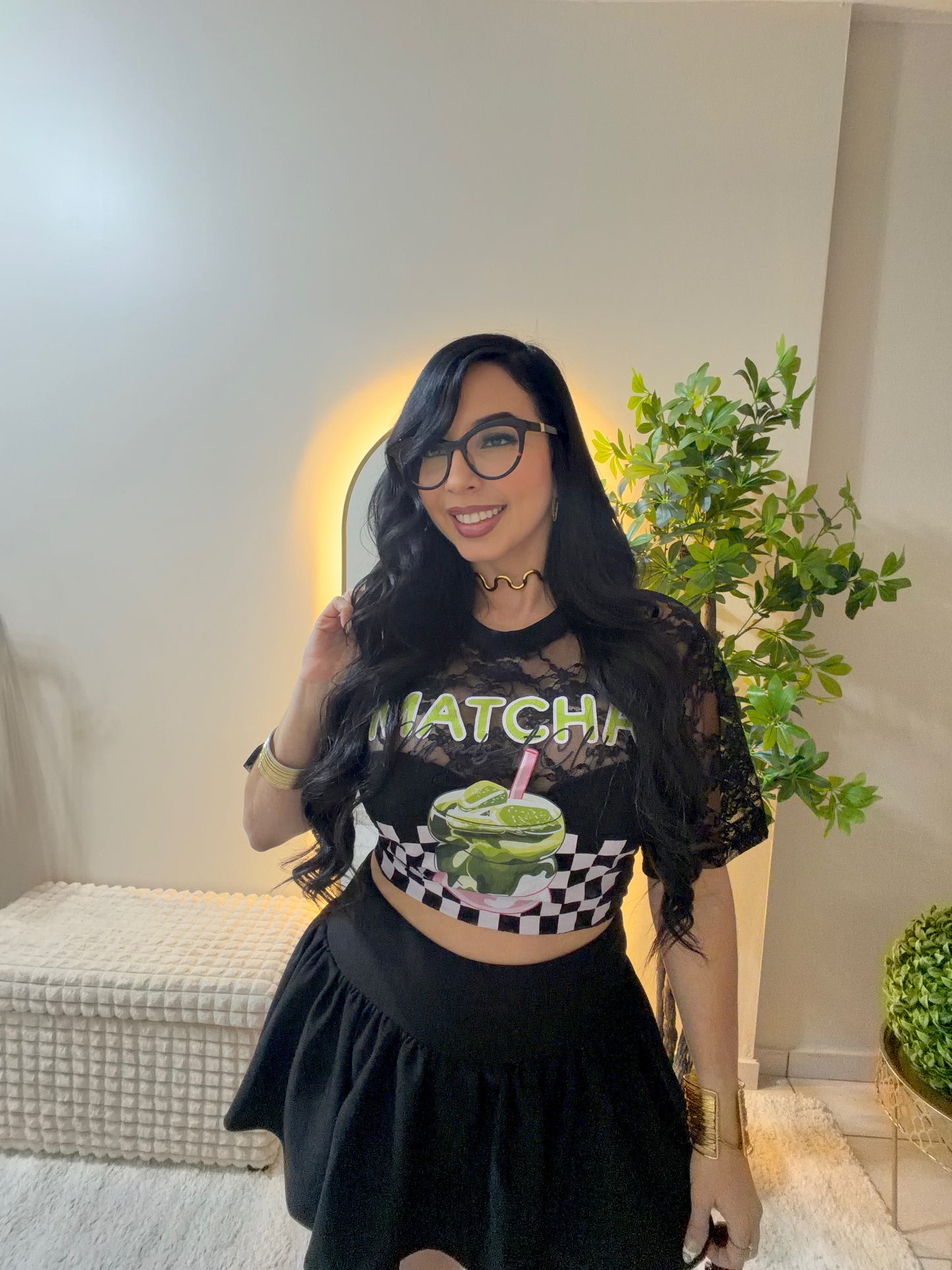 Matcha Black Lace T-shirt