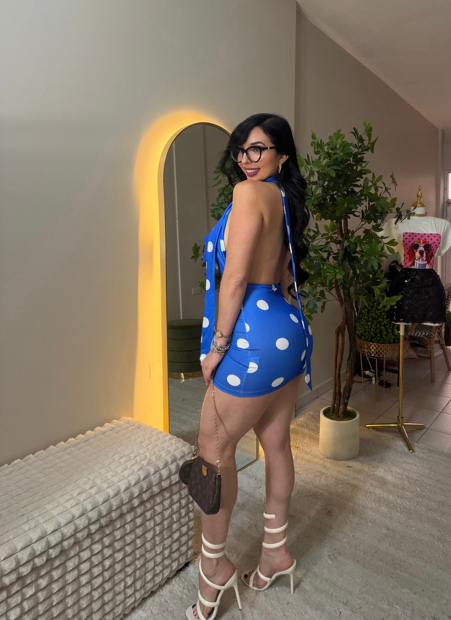 Royal Blue Polka Dots Dress