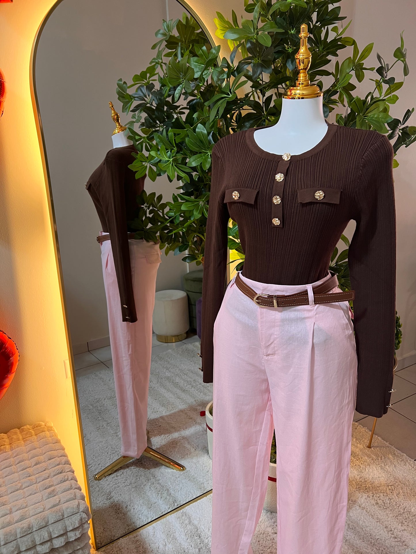 Gold Details Chocolate Blouse