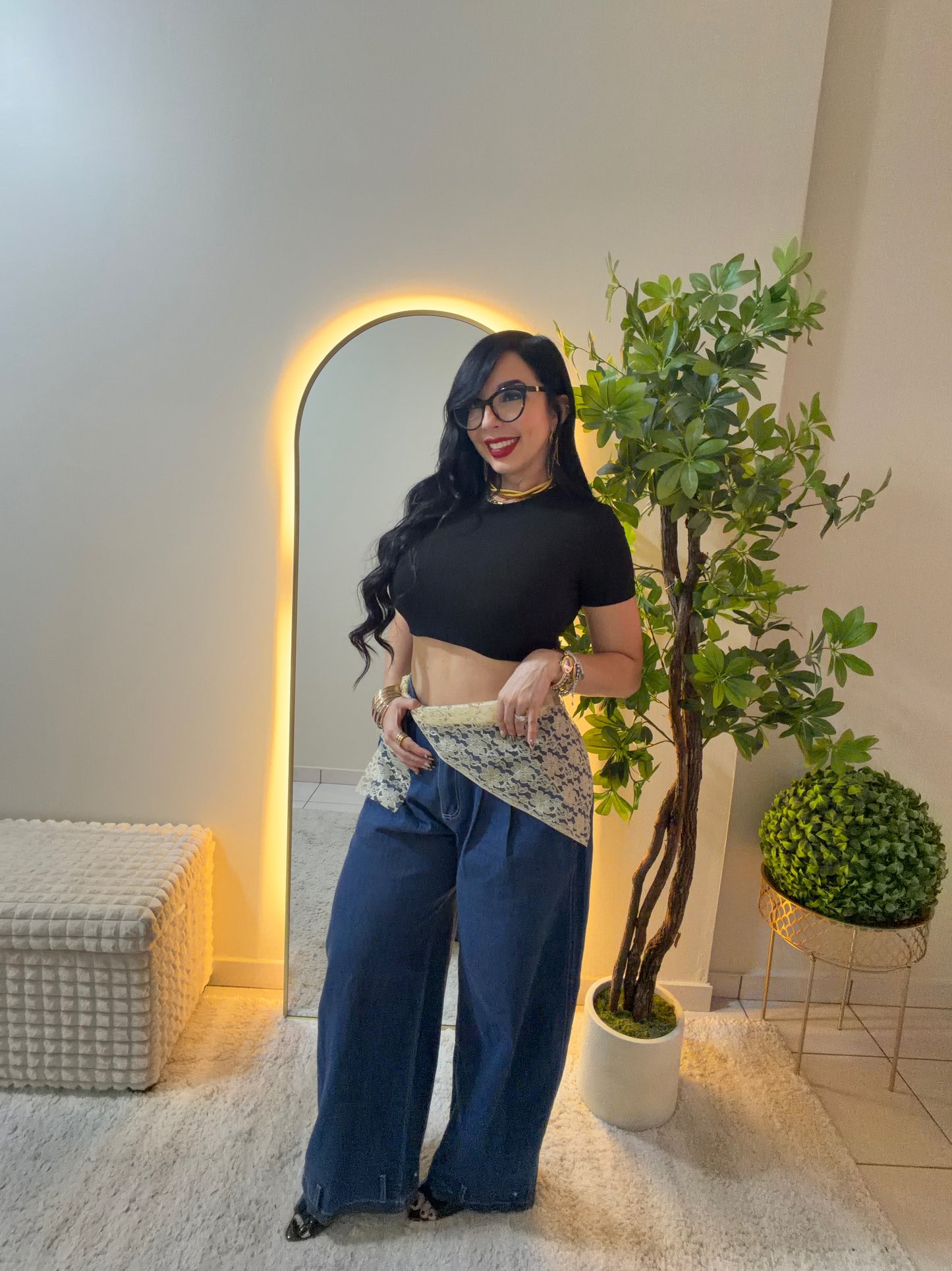 Beige Lace Wrap Belt