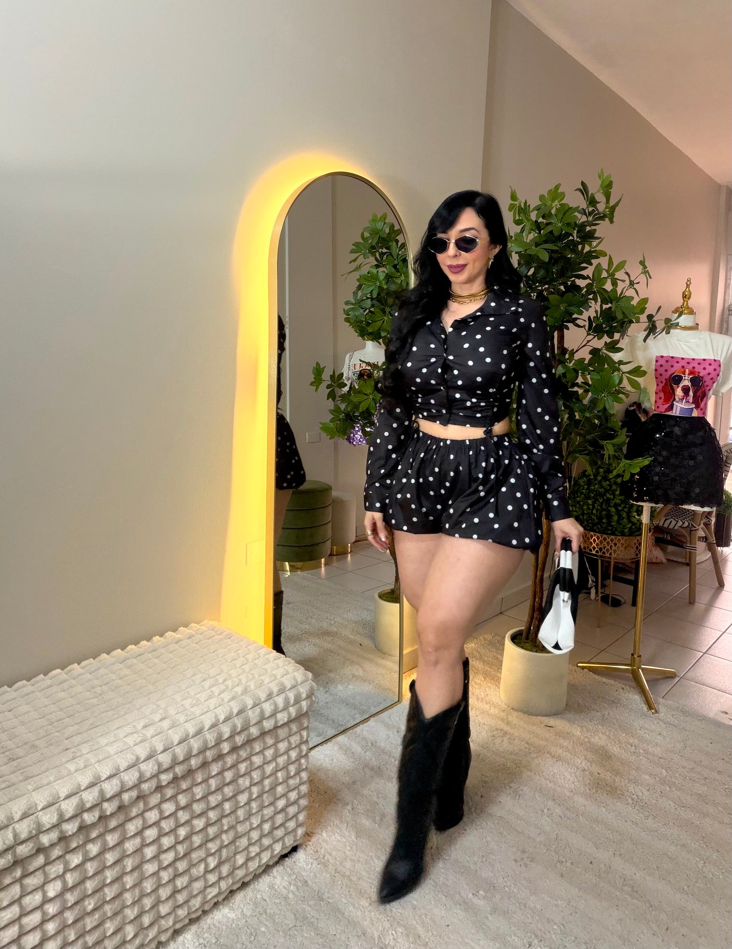 Black Polka Dots Short Set