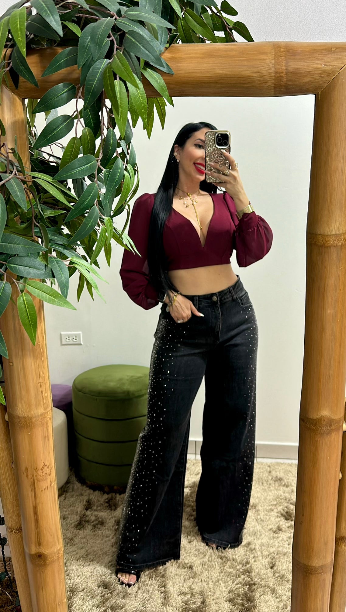 Rhinestones Black Pant