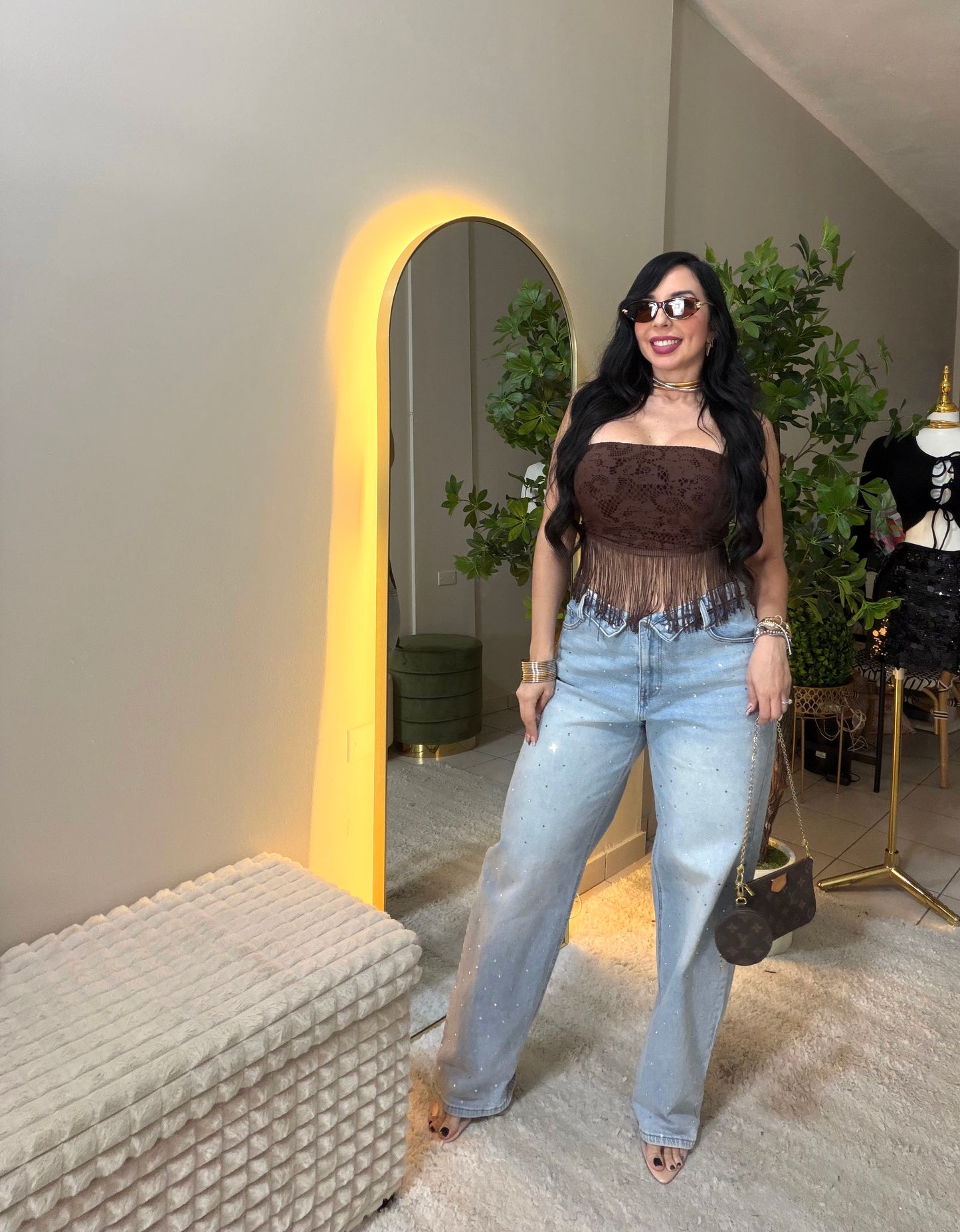 Rhinestone Baggy Pants