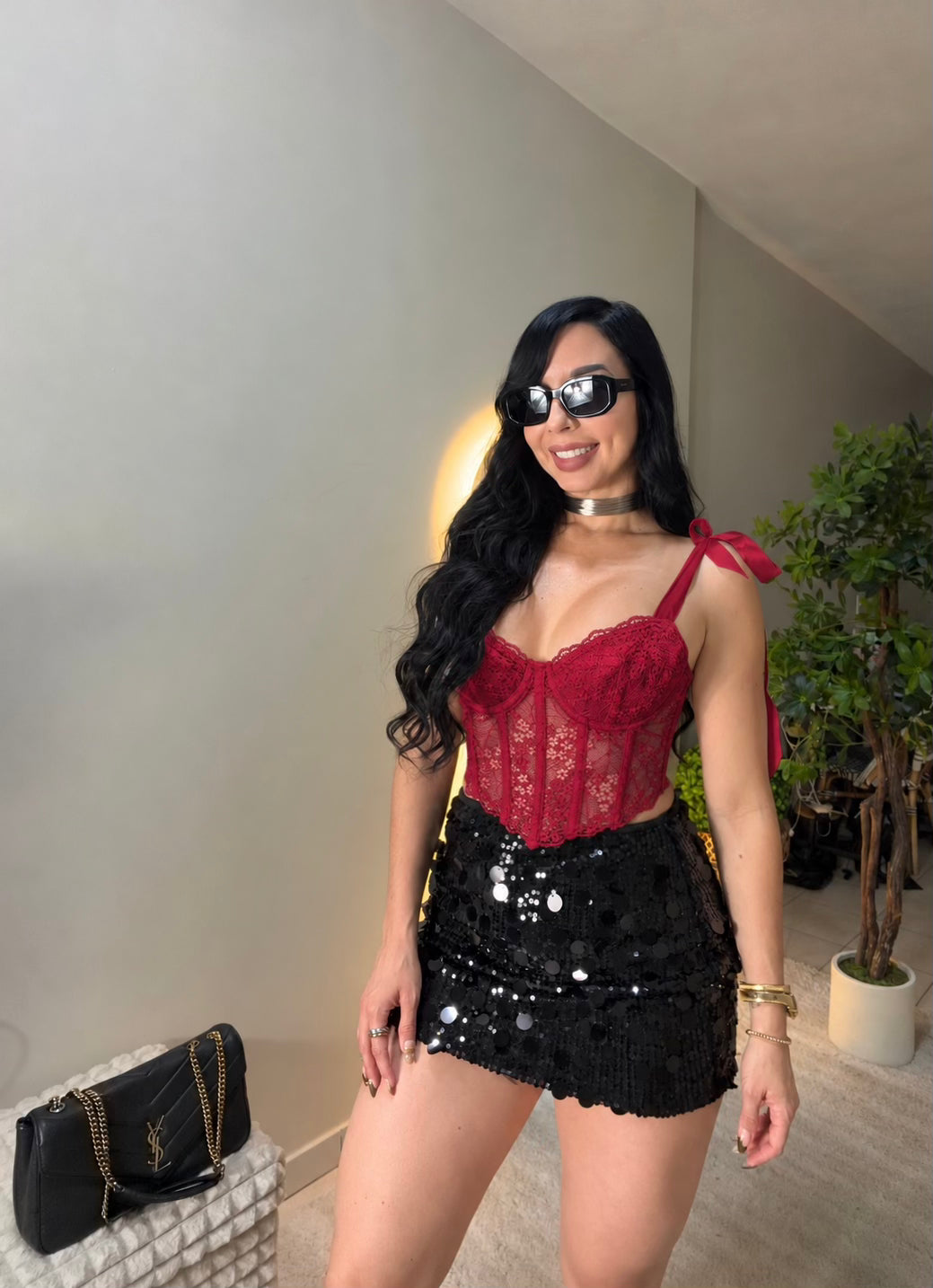 Belle Lace Red Corset