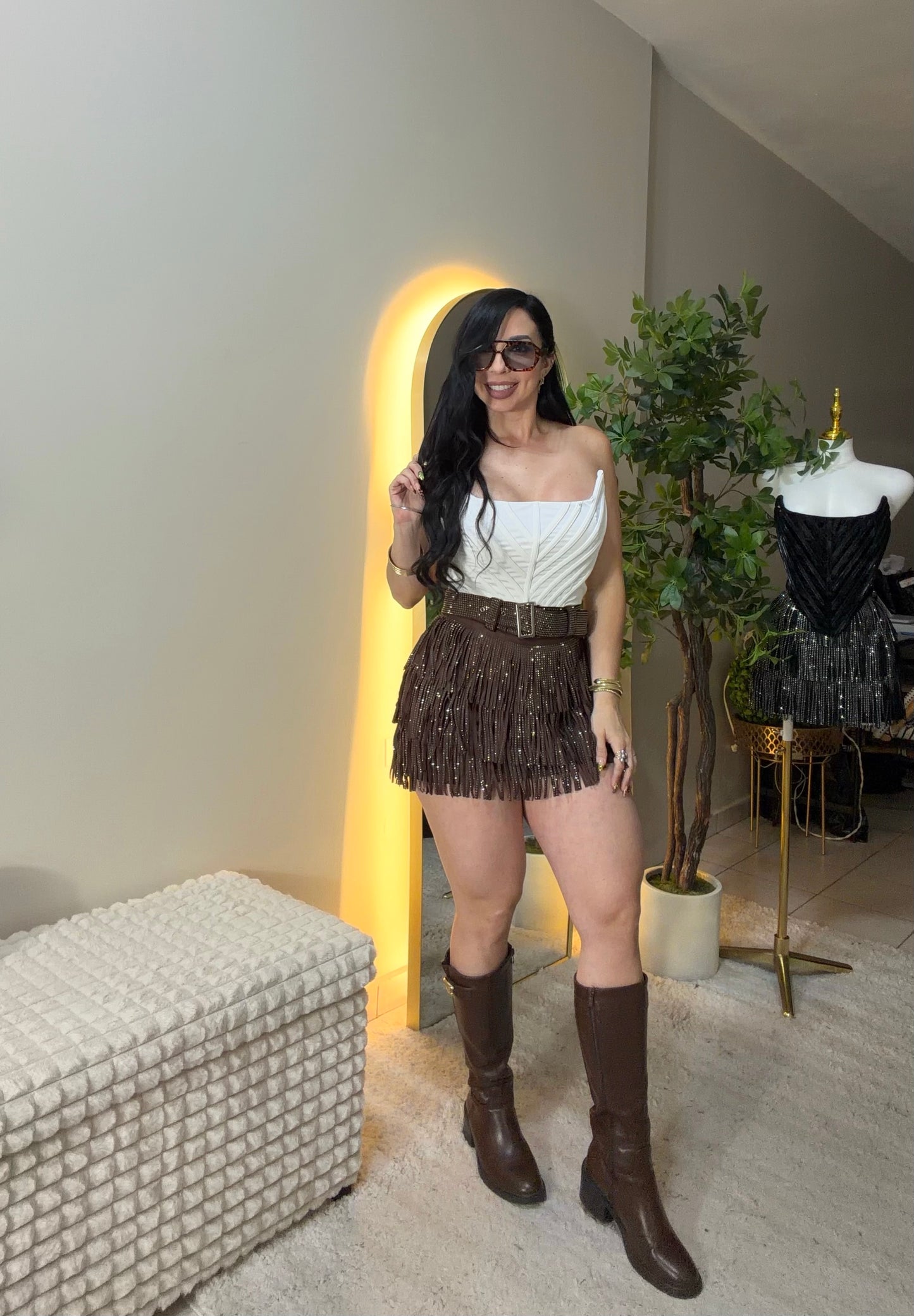 Glam Queen Chocolate Skort (tiene pantalón debajo)