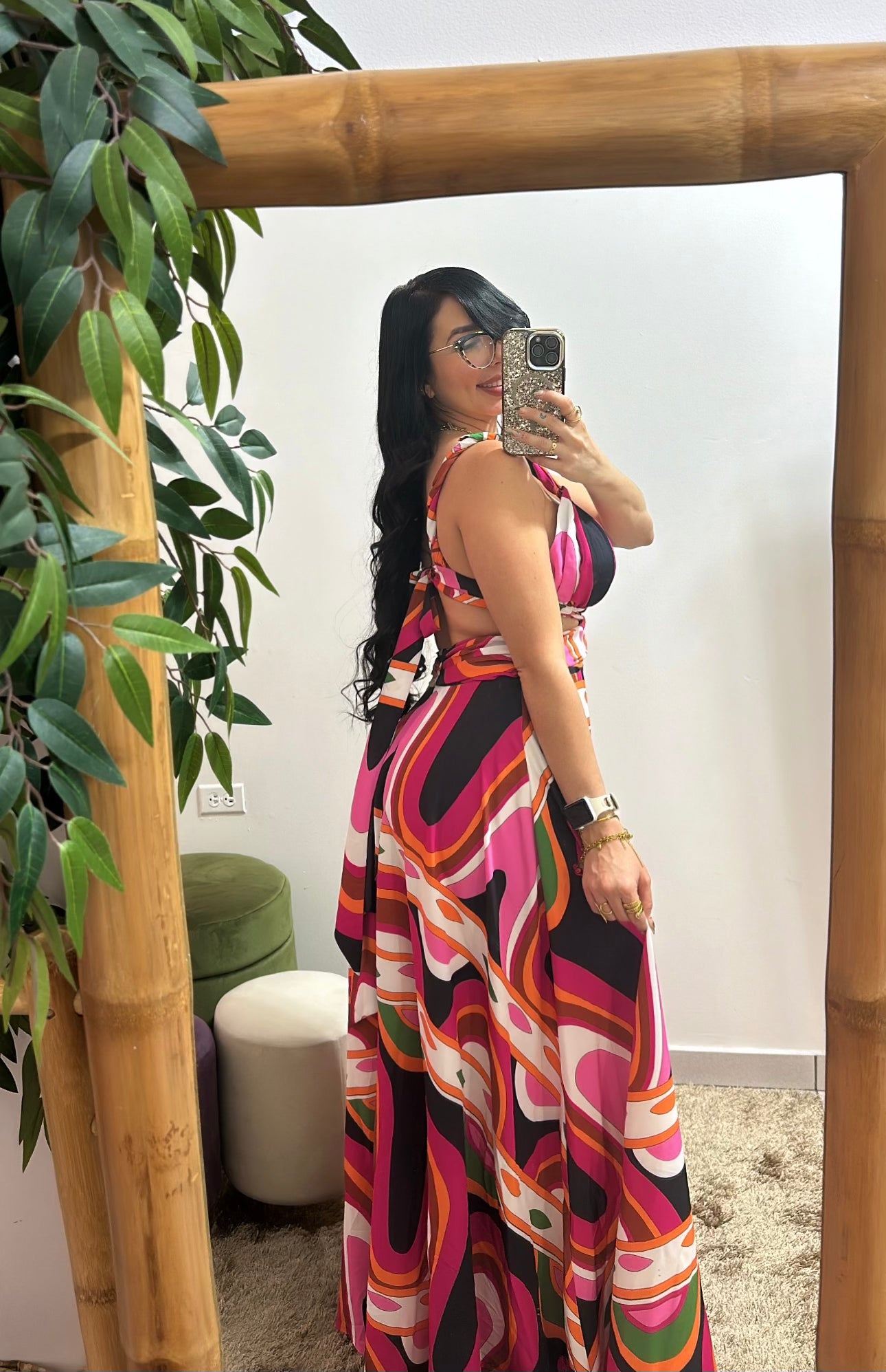 Magenta Tropical Maxi Dress