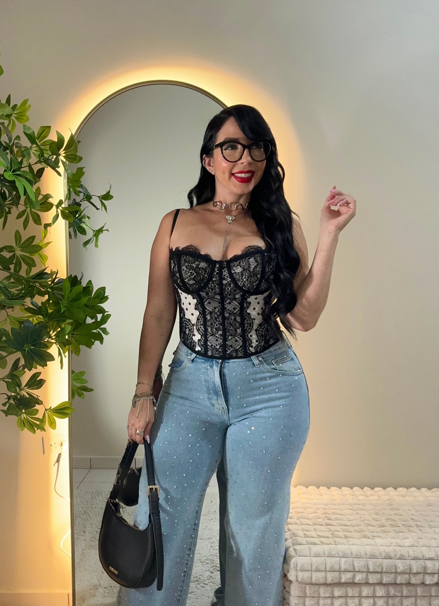 Lace Polka Dots Corset