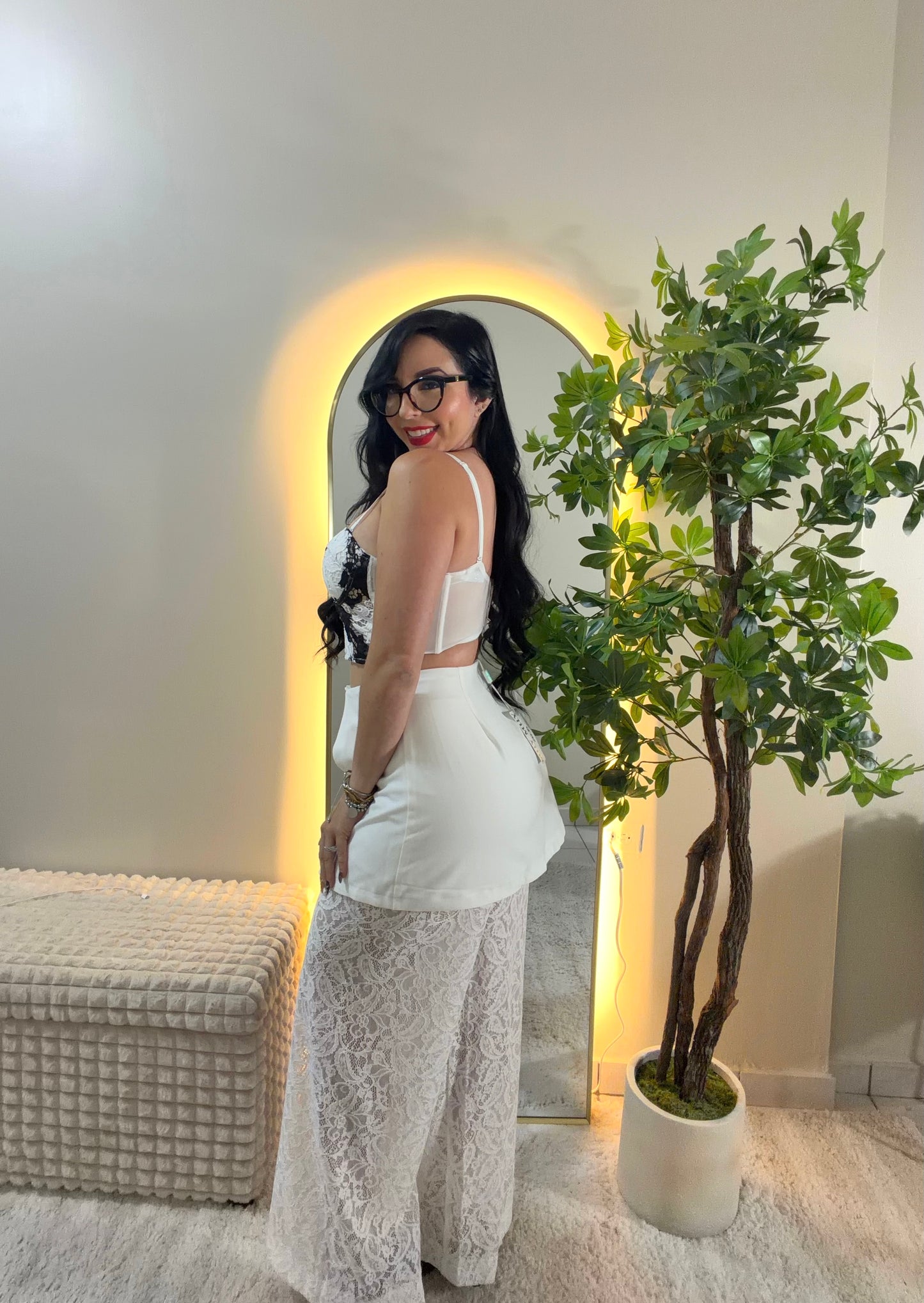 White Lace fashion pants