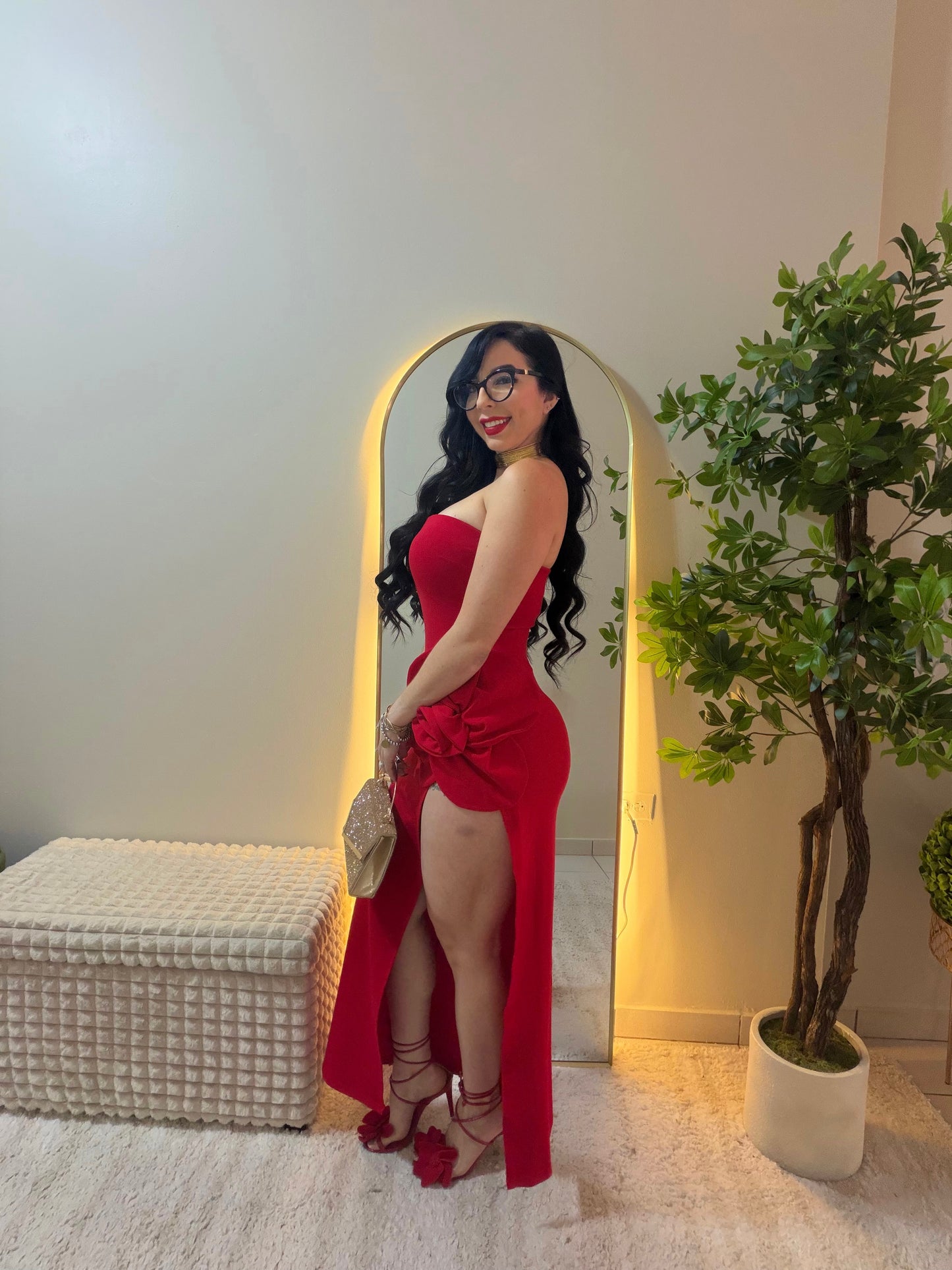 Romantic Flowers Red Dress
