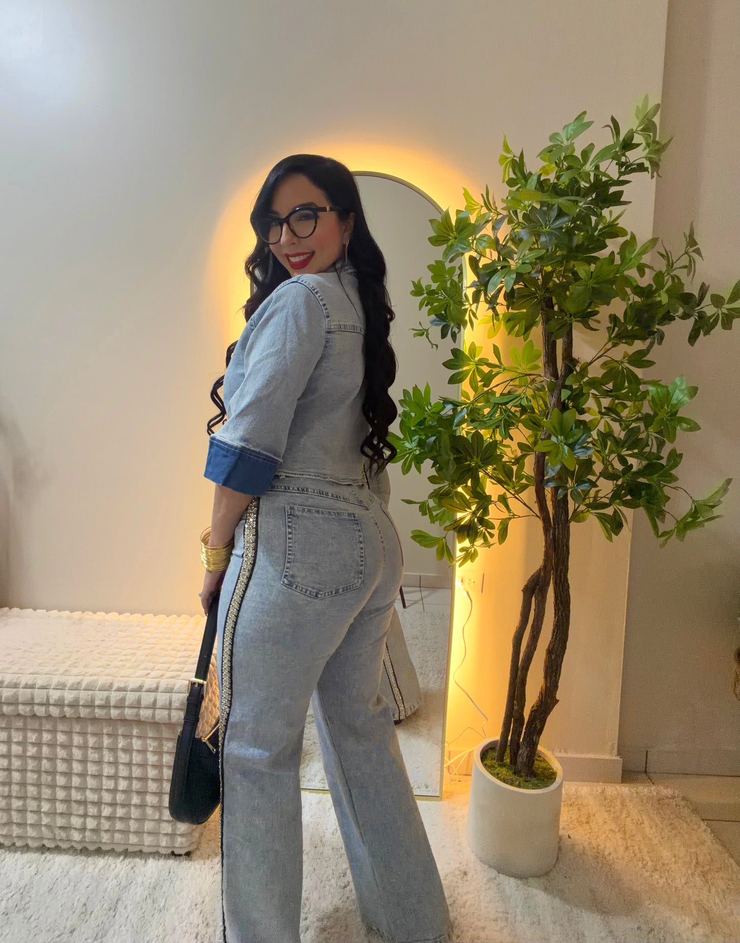 Rhinestones Denim Set