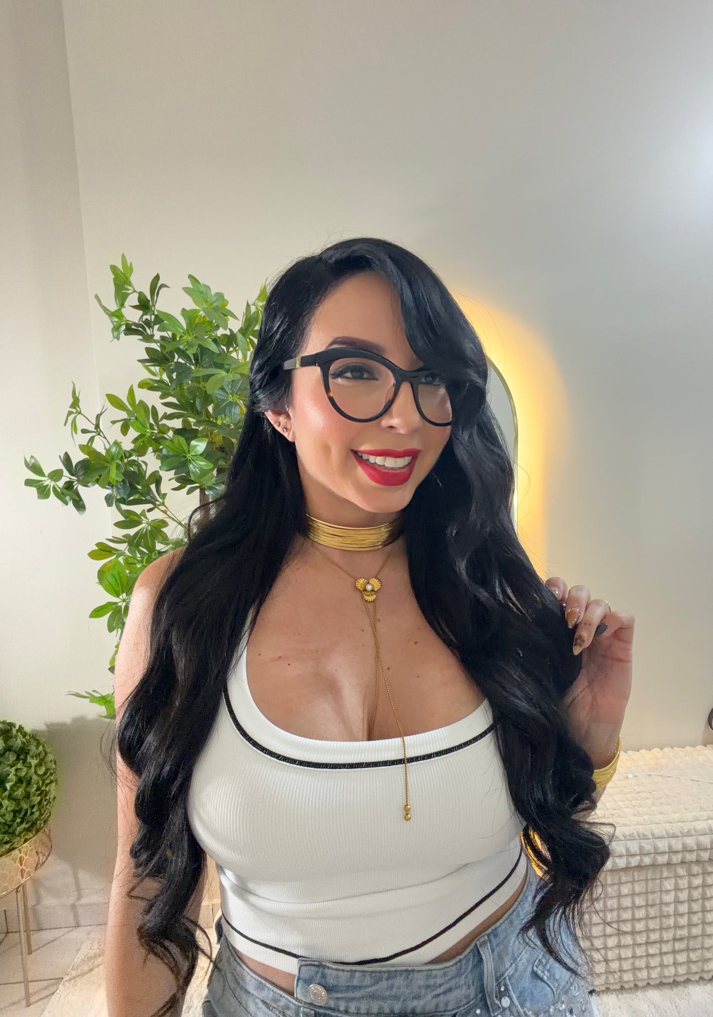 One Size White Basic Top