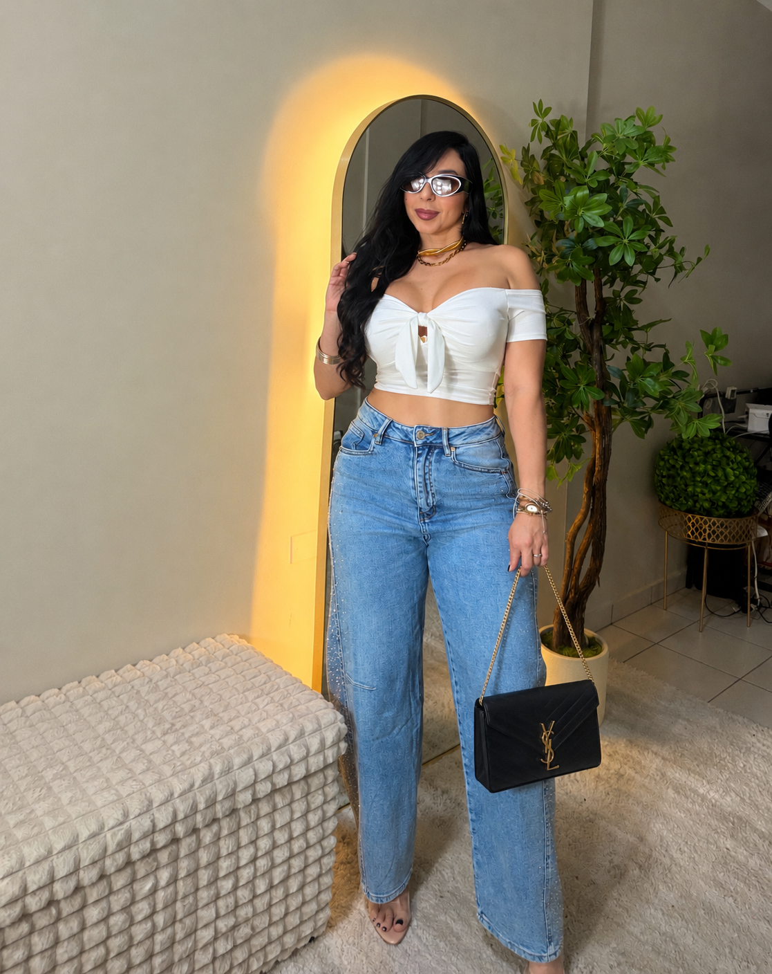 Italian White crop top