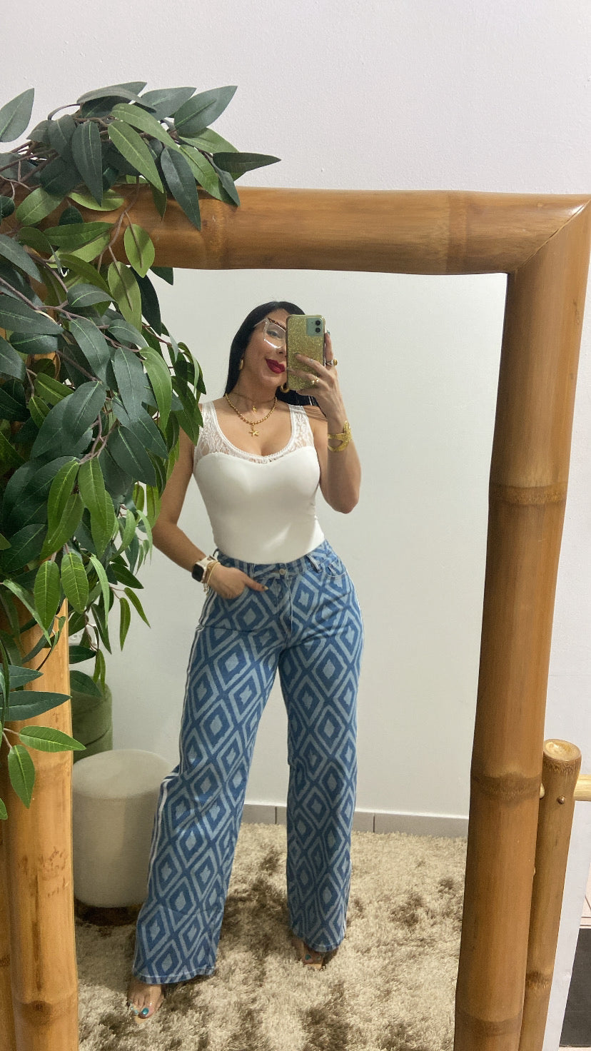 Beautiful Print Denim Pant