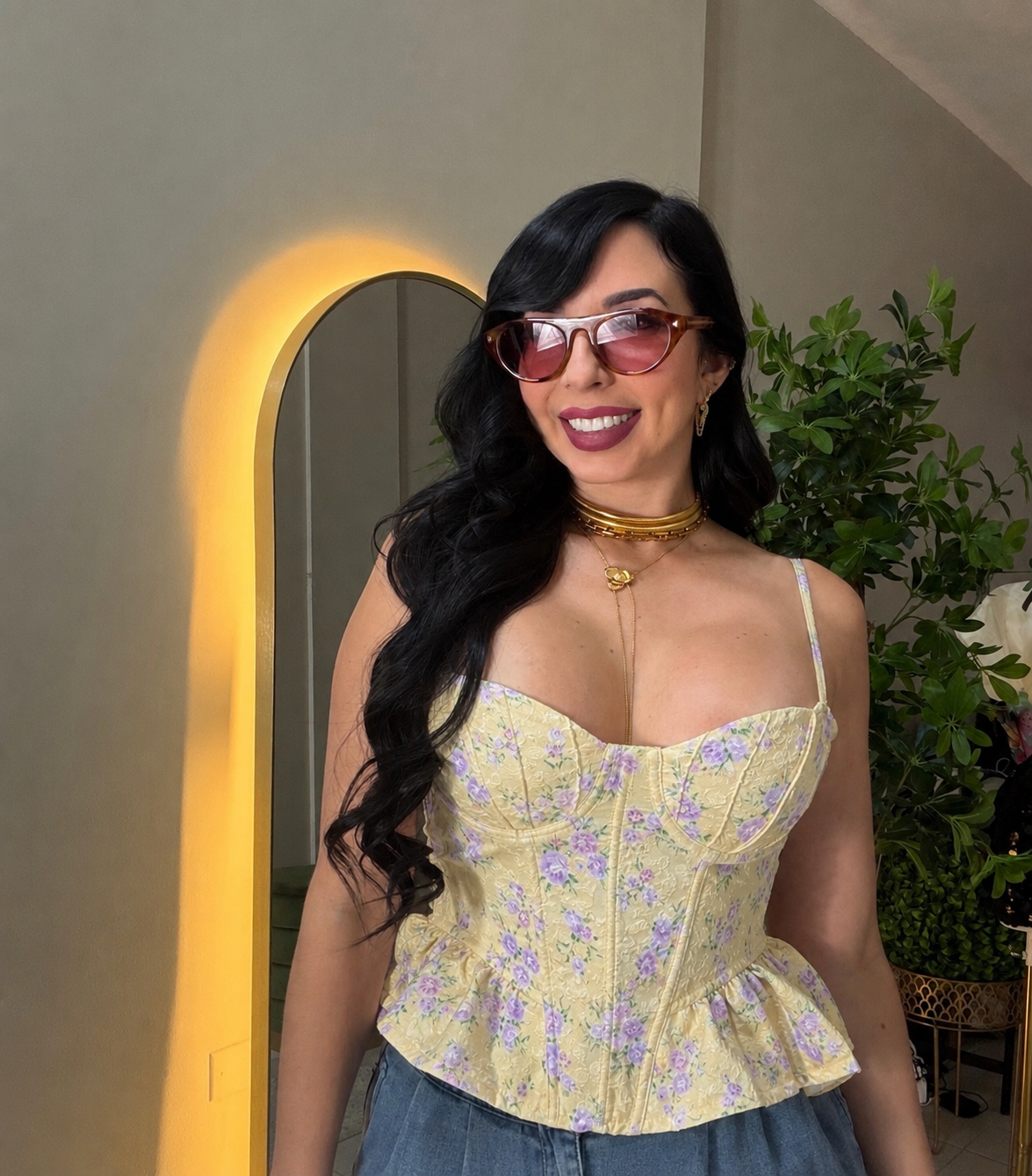 Butter Yellow flowers Corset