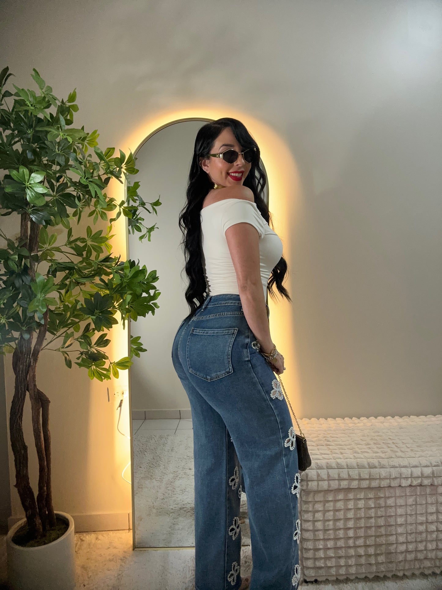 Perls Flowers Denim