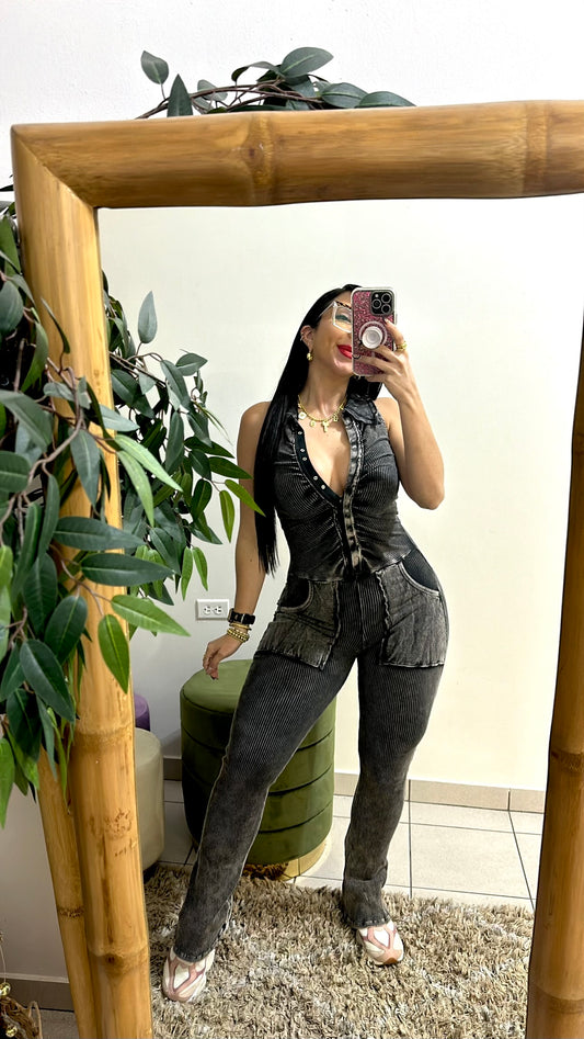 Grey/Black Jumpsuit