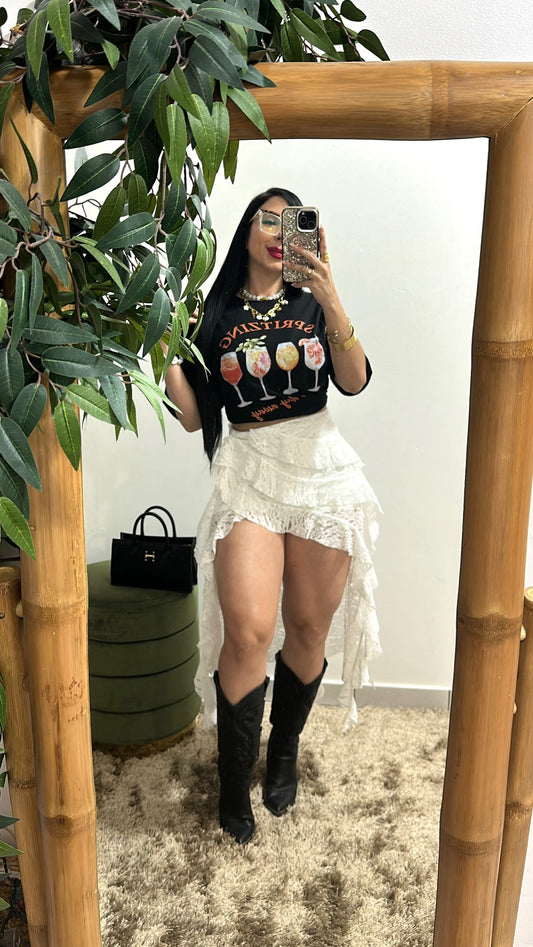 Restock white Skort (tiene pantalón )