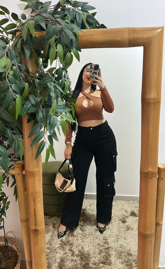 One size brown top