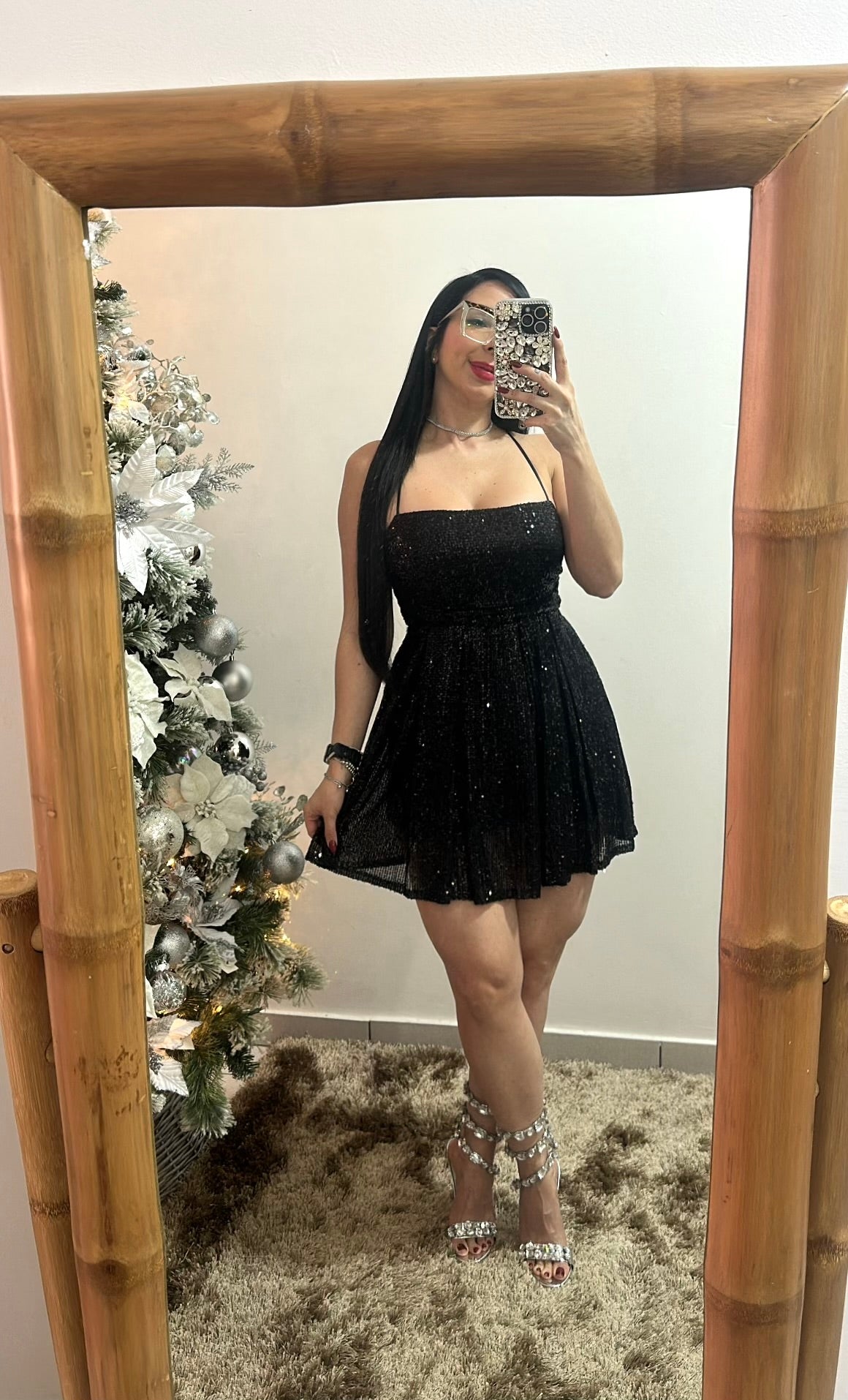 Sequin Black Romper Dress