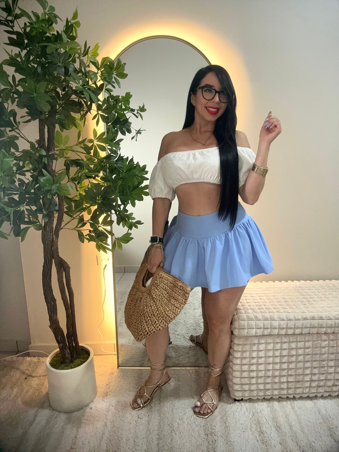 Spandex Sky Blue Skort