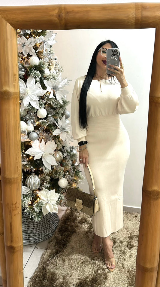 Beige Midi Dress