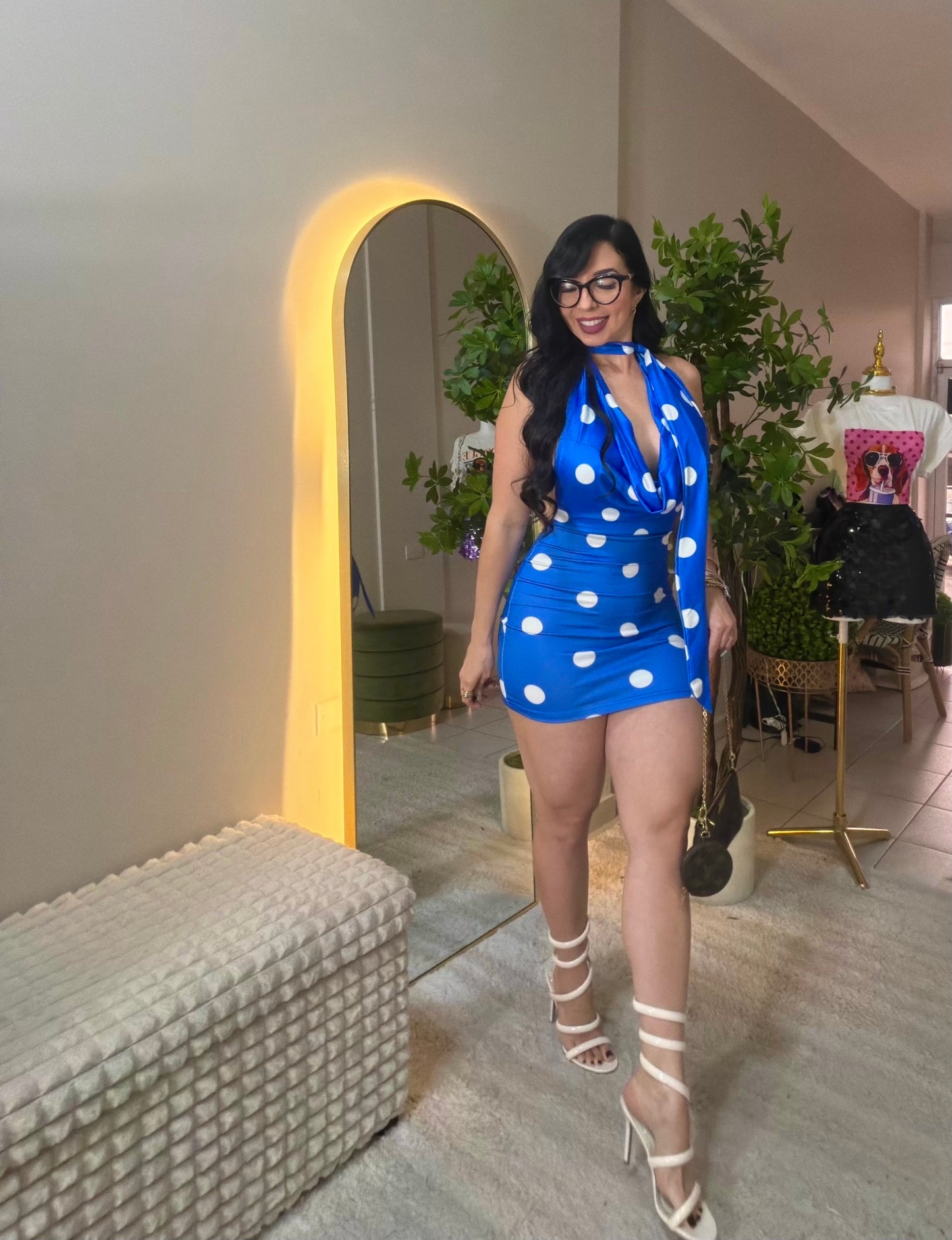 Royal Blue Polka Dots Dress