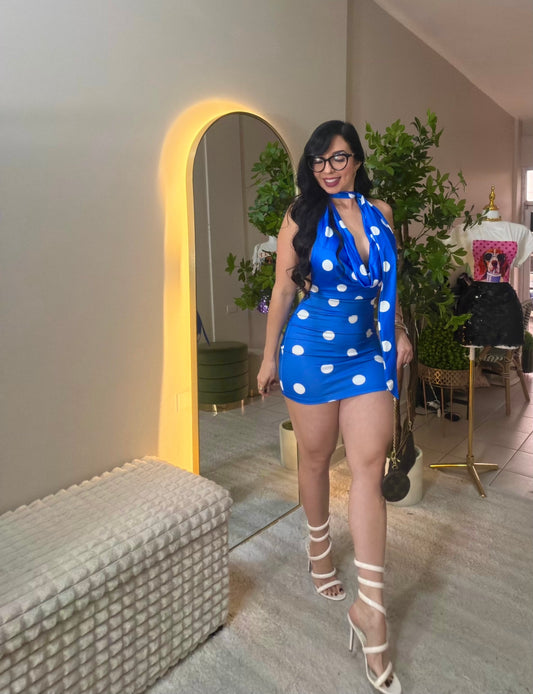 Royal Blue Polka Dots Dress