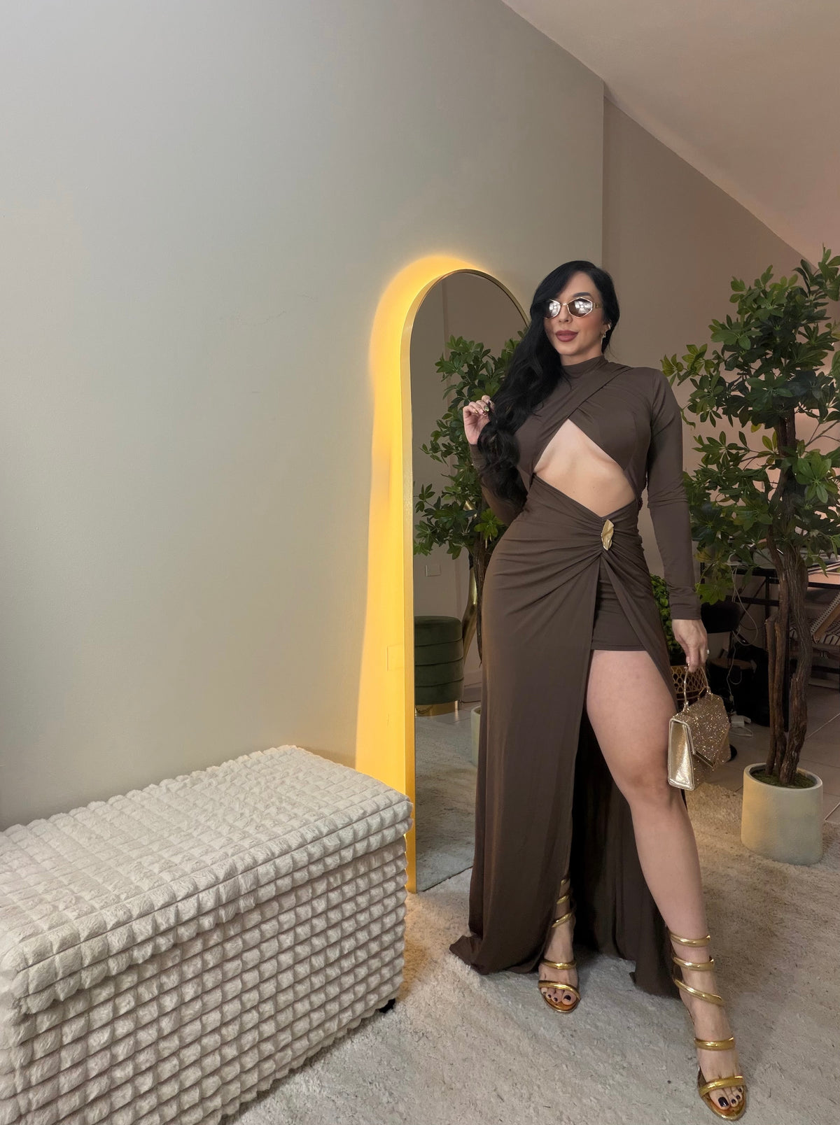 Perfect Open Back Chocolate Dress