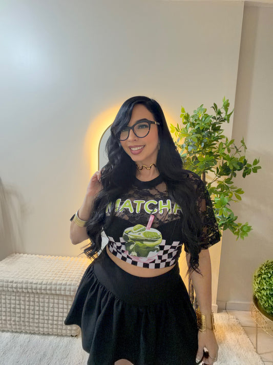 Matcha Black Lace T-shirt
