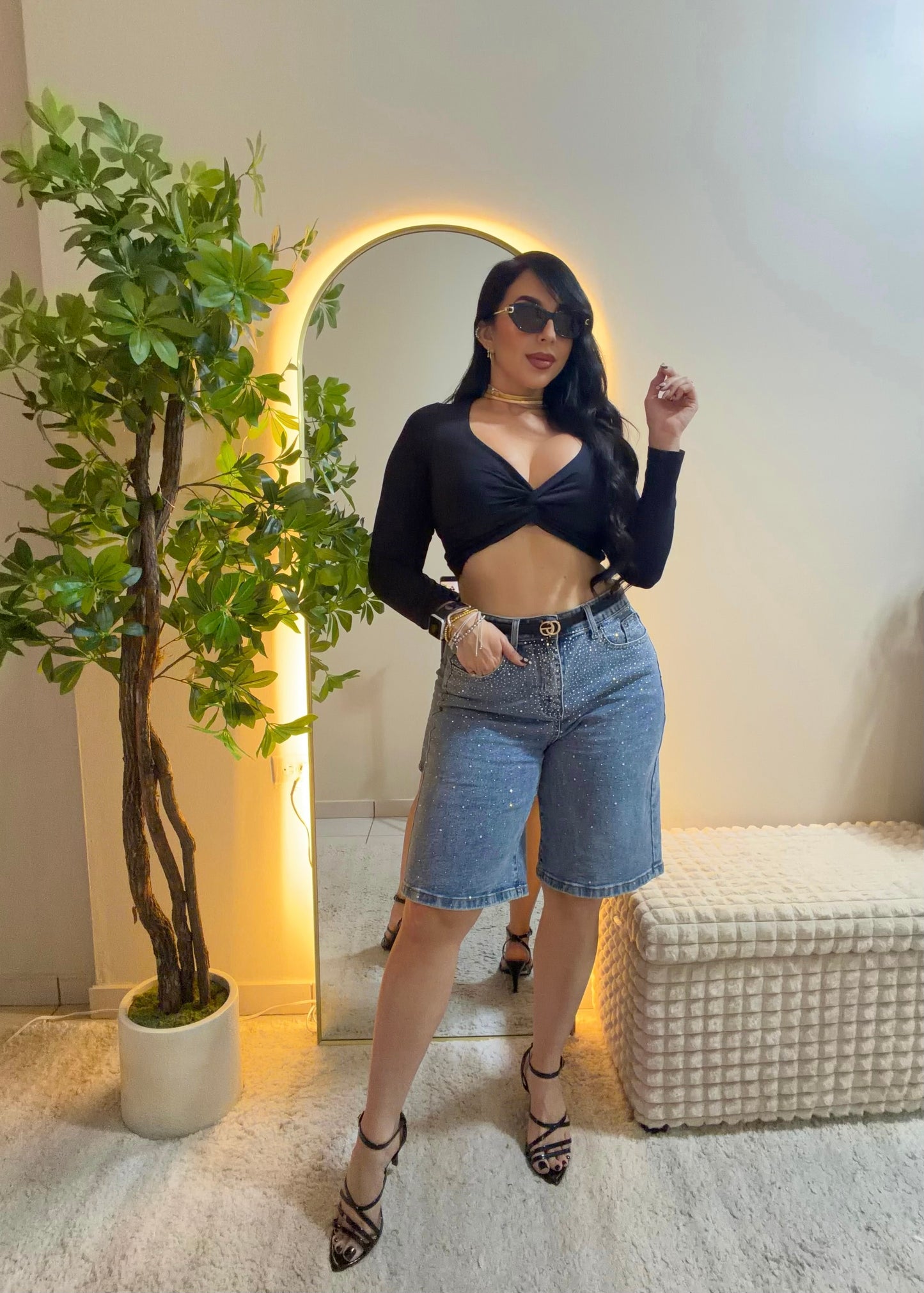 Rhinestone Bermudas Pant