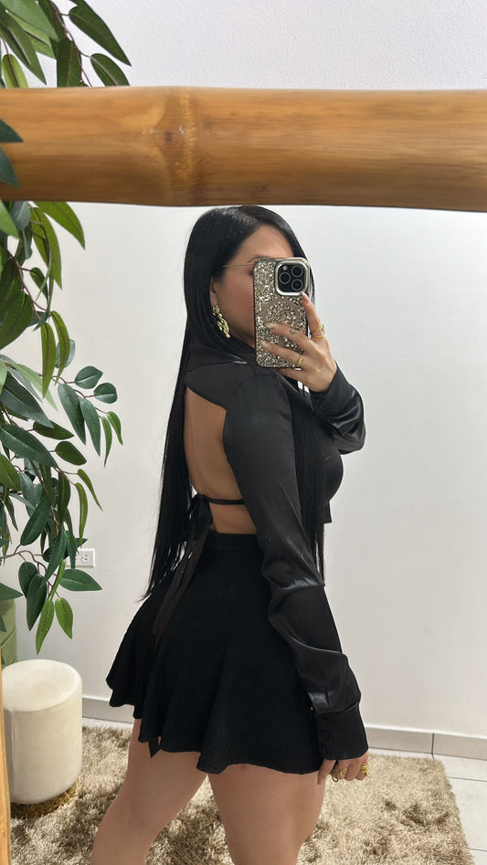 Satin Black Blouse