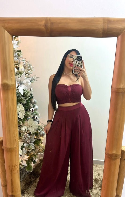 Burgundy Palazzo Set