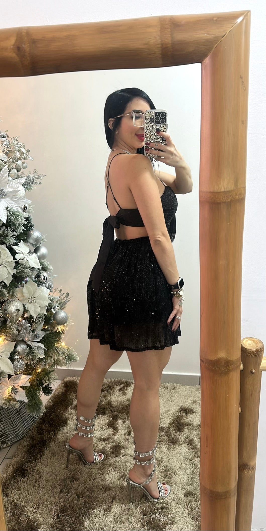 Sequin Black Romper Dress