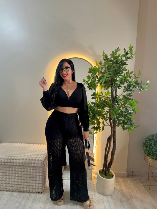 Italian Lace Black Pant