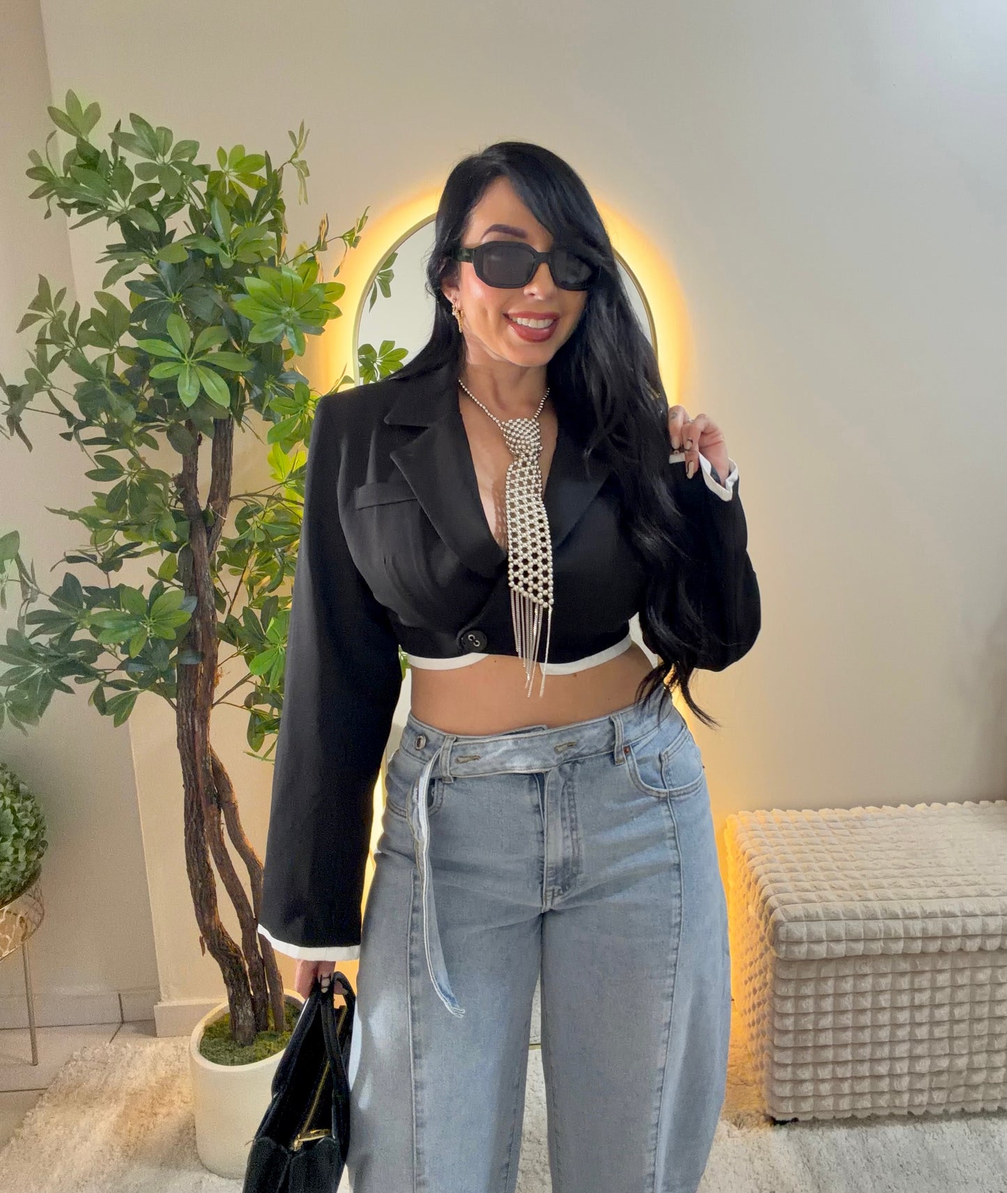 Black Crop Blazer