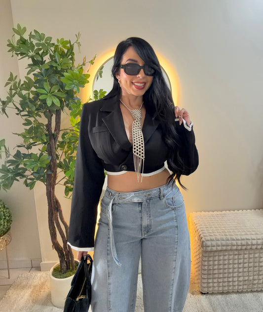 Black Crop Blazer