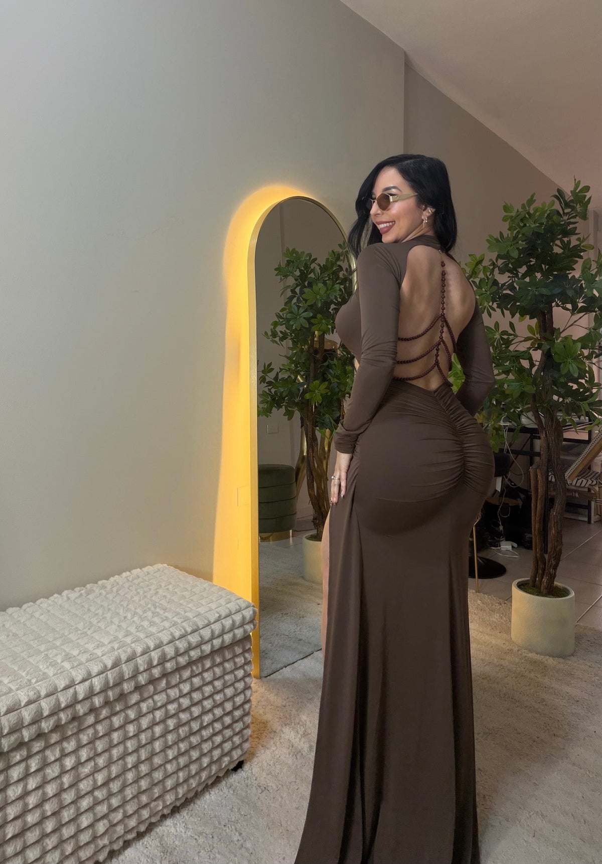 Perfect Open Back Chocolate Dress