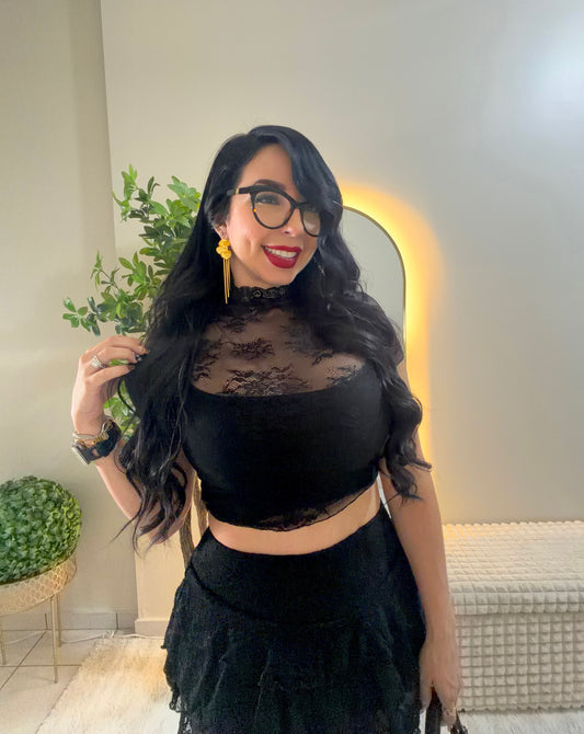 Italian Black 2 Pieces Top
