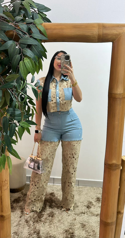 Professional beige & denim set