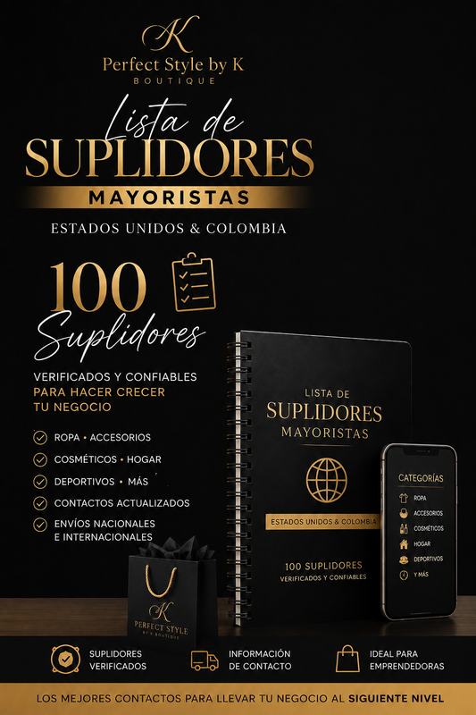 Guía de 100 suplidores para Boutique de EU y Colombia