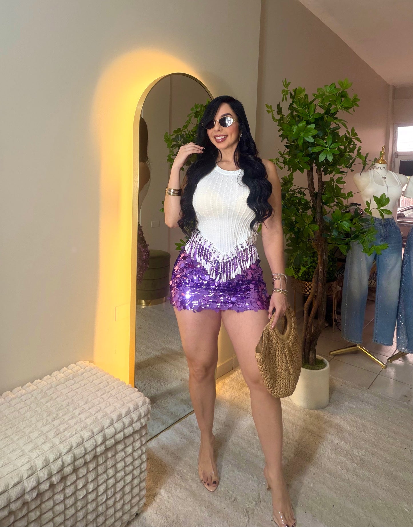 Sequin Purple Skirt