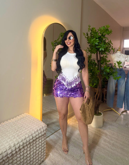 Sequin Purple Skirt