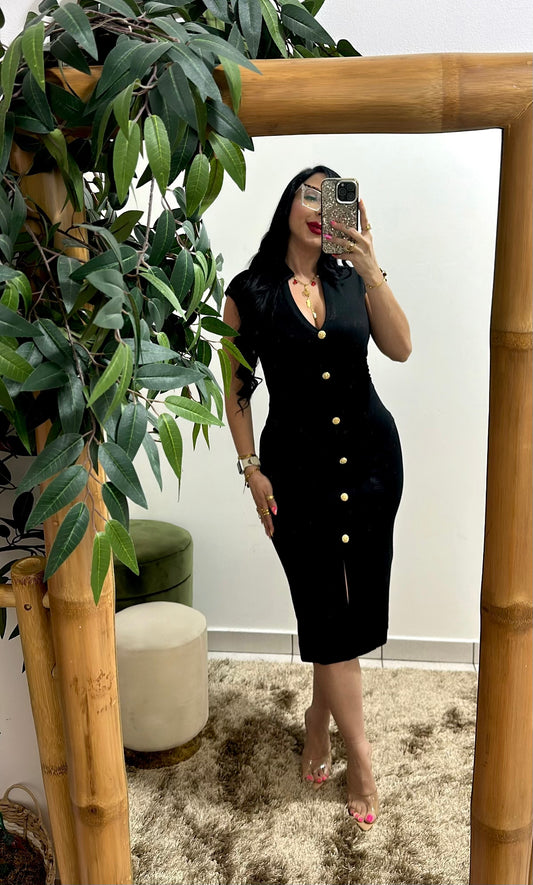 Elegant Black Midi Dress