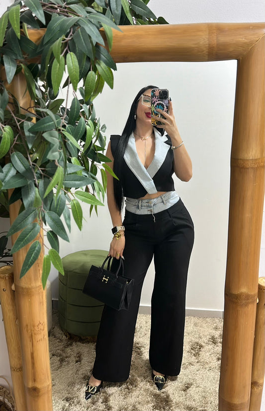Restock Denim & Black Set