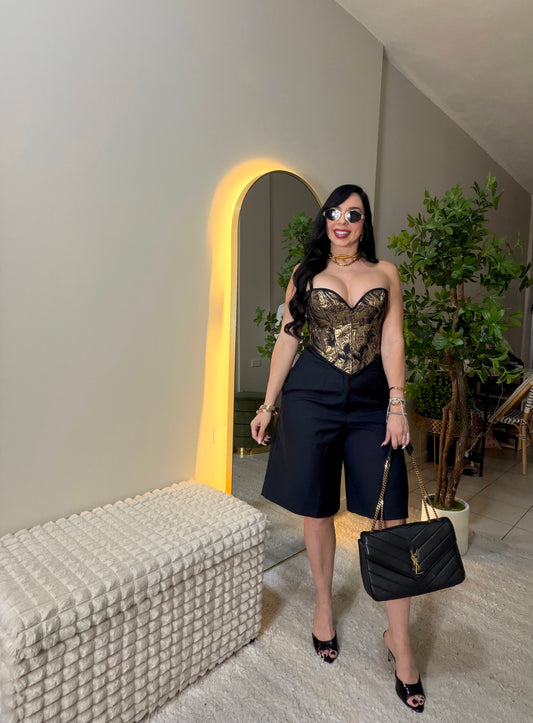 Elegante Black  Bermuda Pant