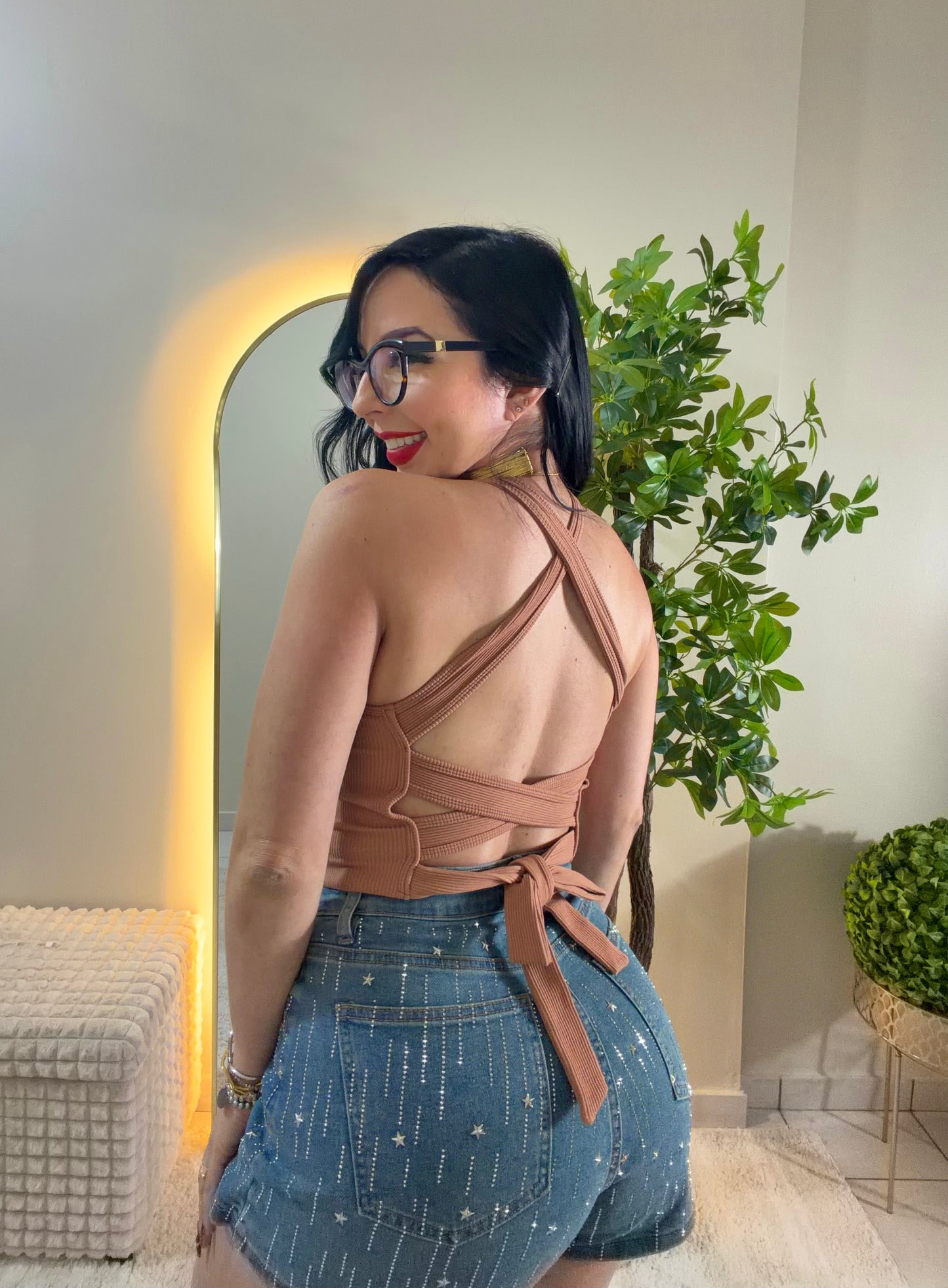 Mocha Crop Top One Size